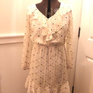 Chelsea & Violet lined black and white dot dress.